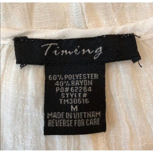 Timing Sleeveless Blouse Tank Top Women Sz M White Embroidery Boho Retro Hippie - Picture 6 of 10